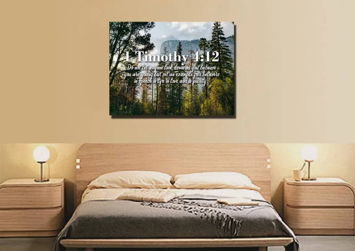 1 Timothy 412 Don’t Let Anyone Look Down On You Because You Are Young Bible Verse Canvas - Christian Canvas Wall Art
