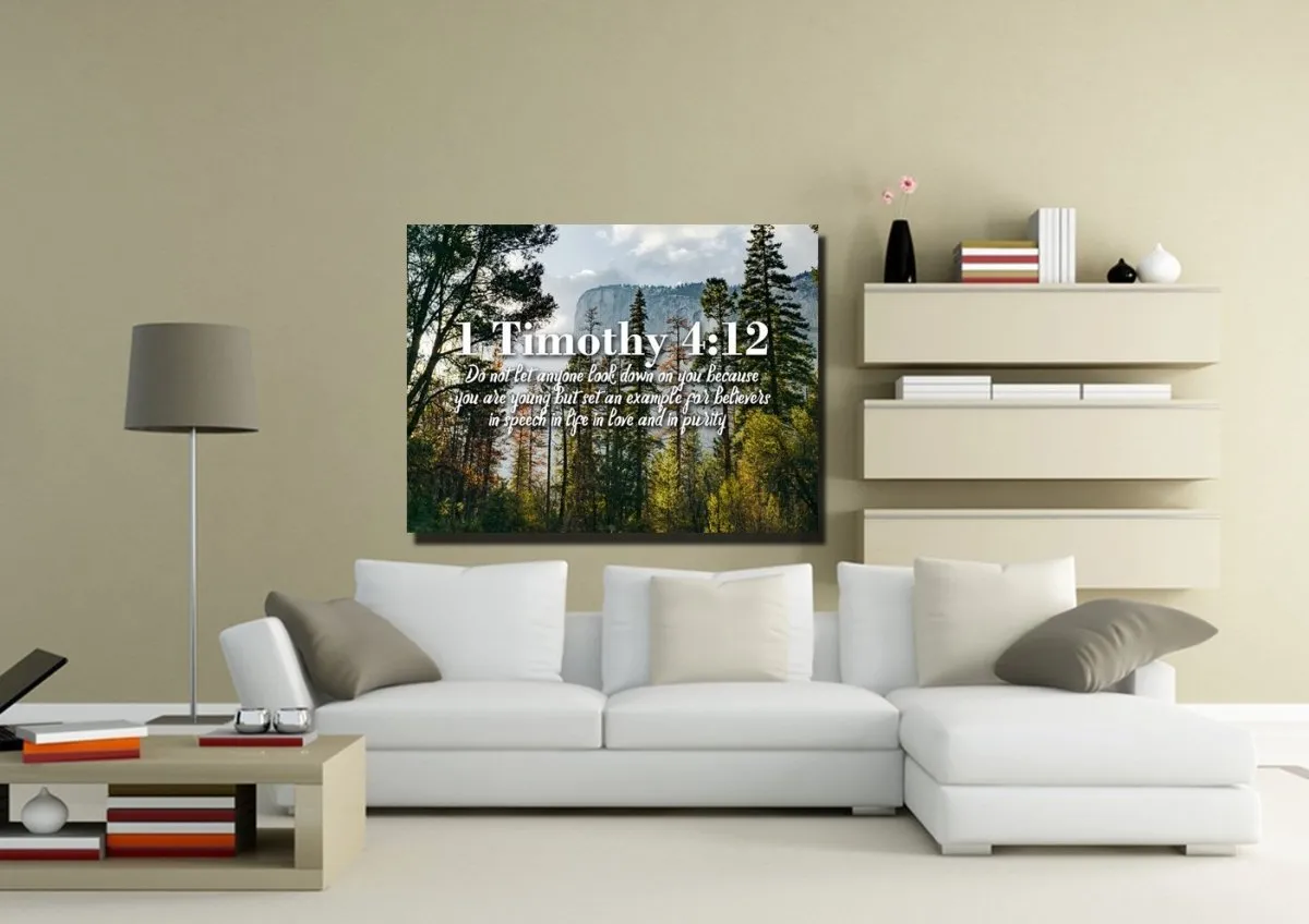 1 Timothy 412 Don’t Let Anyone Look Down On You Because You Are Young Bible Verse Canvas - Christian Canvas Wall Art