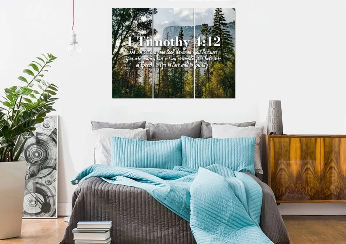 1 Timothy 412 Don’t Let Anyone Look Down On You Because You Are Young Bible Verse Canvas - Christian Canvas Wall Art