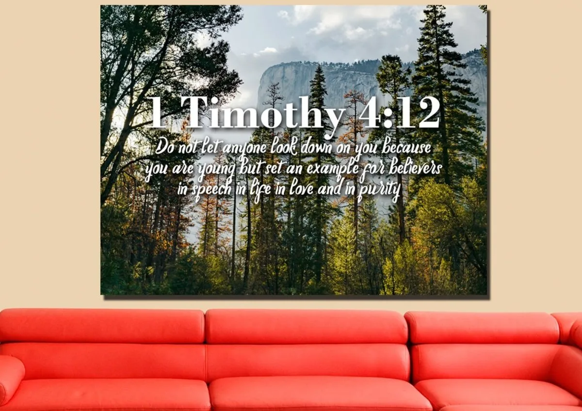 1 Timothy 412 Don’t Let Anyone Look Down On You Because You Are Young Bible Verse Canvas - Christian Canvas Wall Art