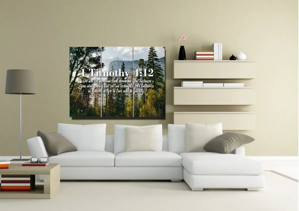 1 Timothy 412 Don’t Let Anyone Look Down On You Because You Are Young Bible Verse Canvas - Christian Canvas Wall Art