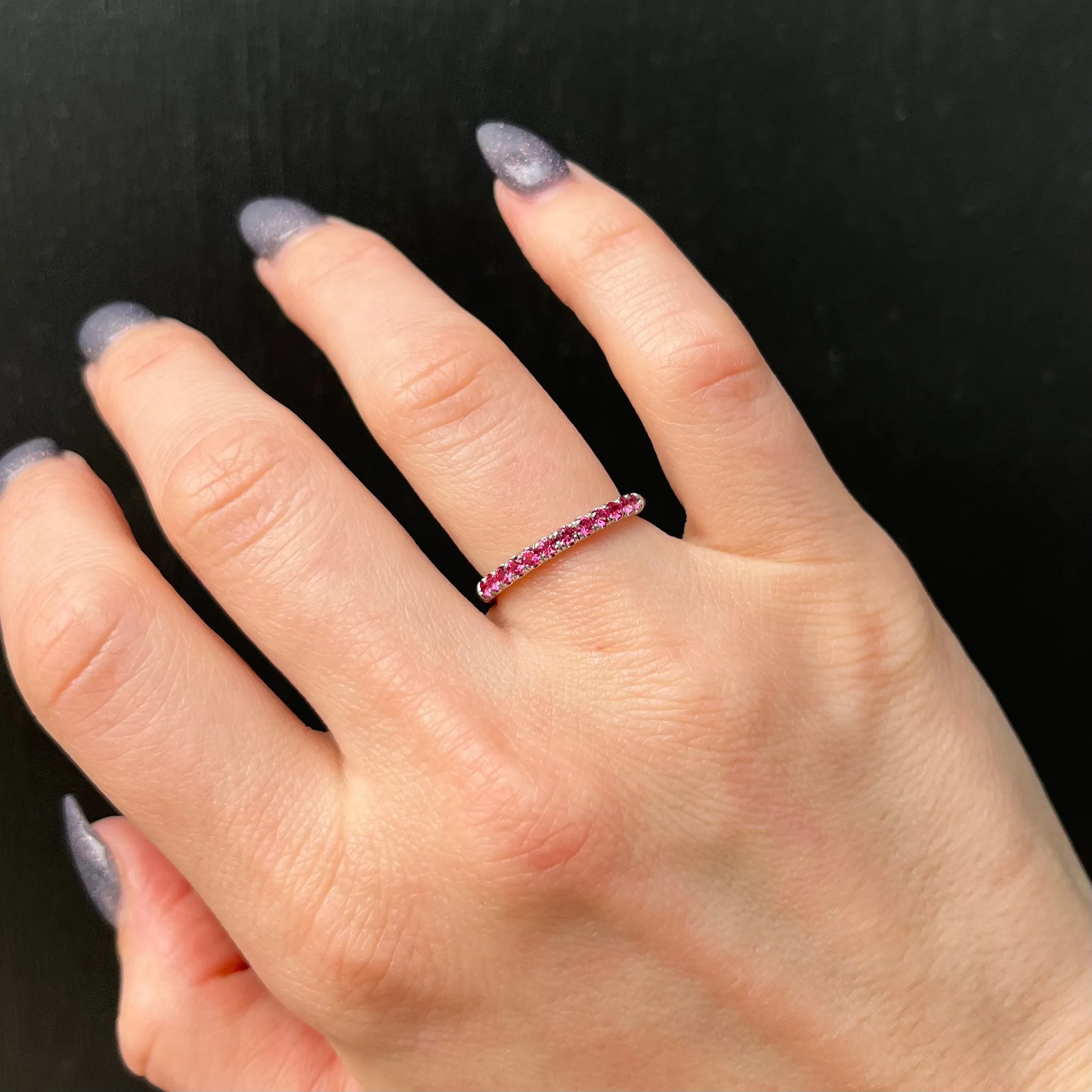 14K White Gold 0.34 CTW Pink Spinel Band