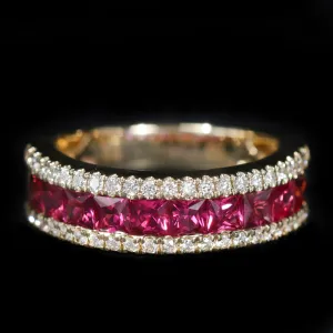 14K Yellow Gold 1.42 CTW Ruby and Diamond Band