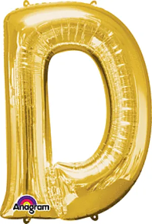 Anagram - 34" Letter 'D' Mylar Balloon - Gold