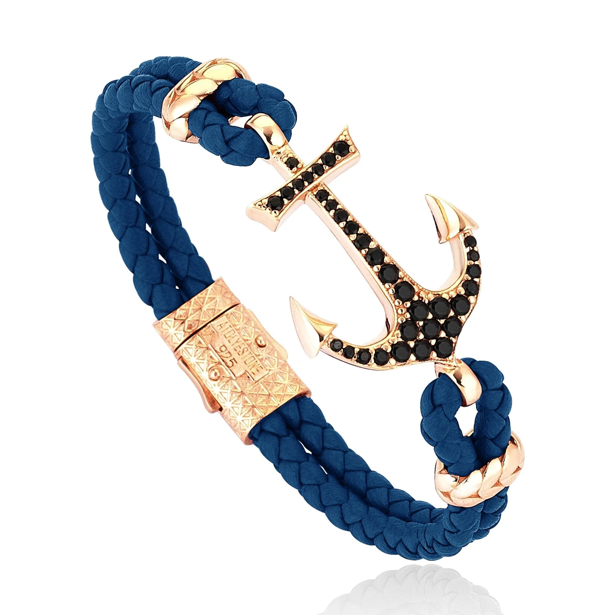 Anchor Leather Bracelet - Silver