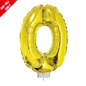 Balloon on Stick - 16" Gold Number 0