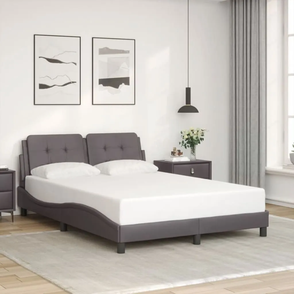 Bed Frame with Headboard Grey 120x200 cm Faux Leather