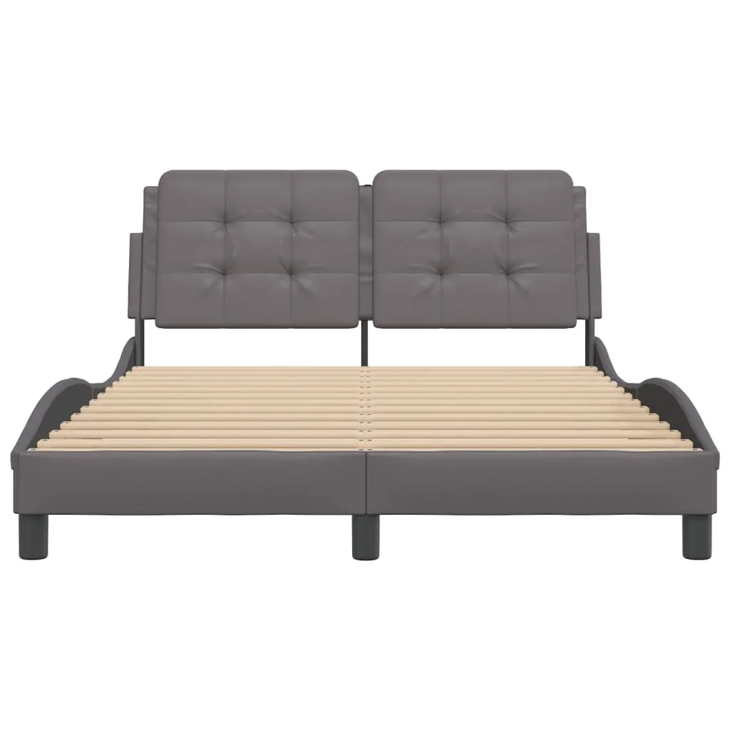 Bed Frame with Headboard Grey 120x200 cm Faux Leather