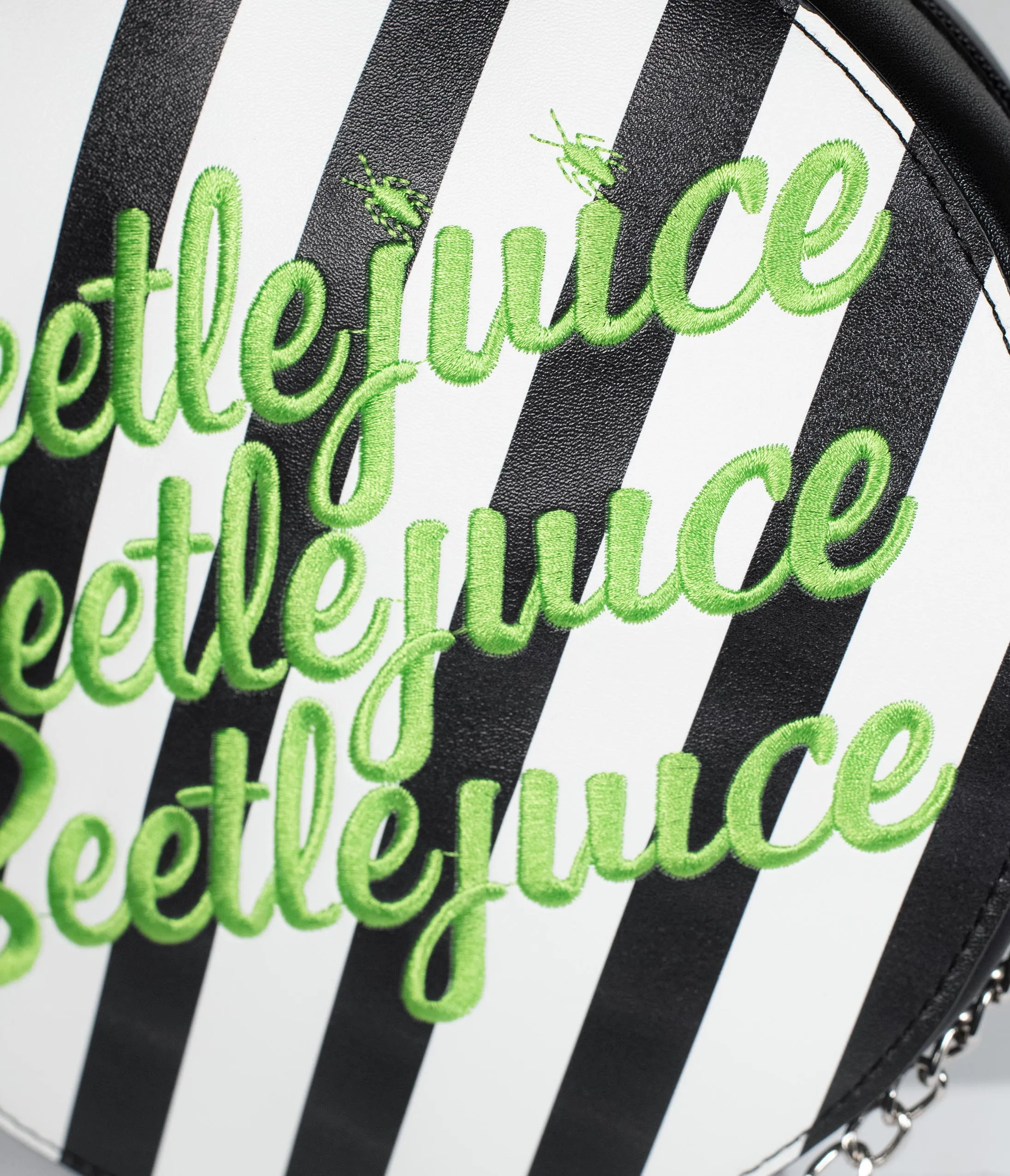Beetlejuice x Unique Vintage Black & Green Stripe Crossbody