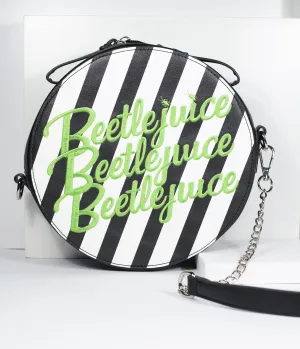 Beetlejuice x Unique Vintage Black & Green Stripe Crossbody