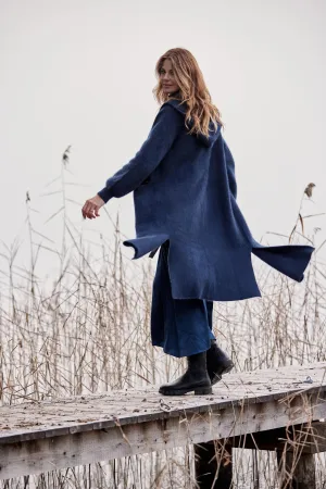   Beryll Cashmere Coat with Hood | Navy Blue