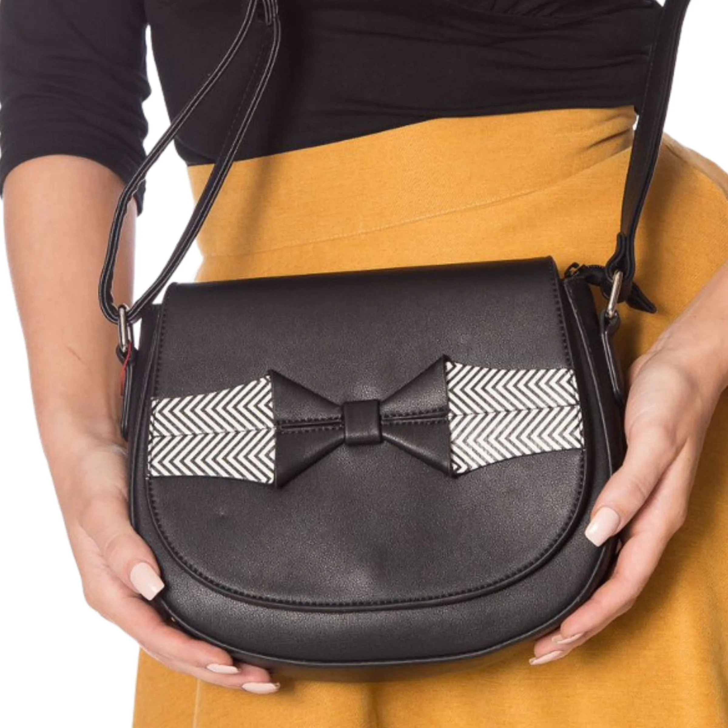 Black and White Bow Crossbody