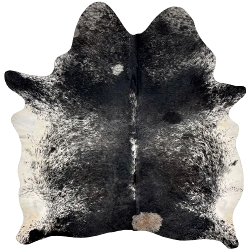 Black and White Speckled Brazilian Cowhide - 6'6" x 5'11" (BRSP2829)