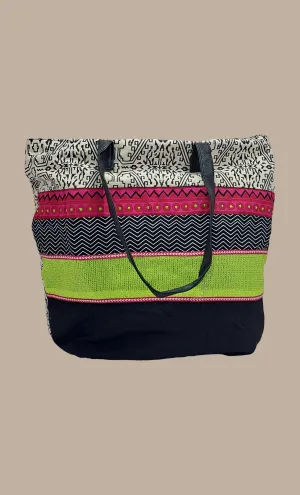 Black Embroidered Handbag