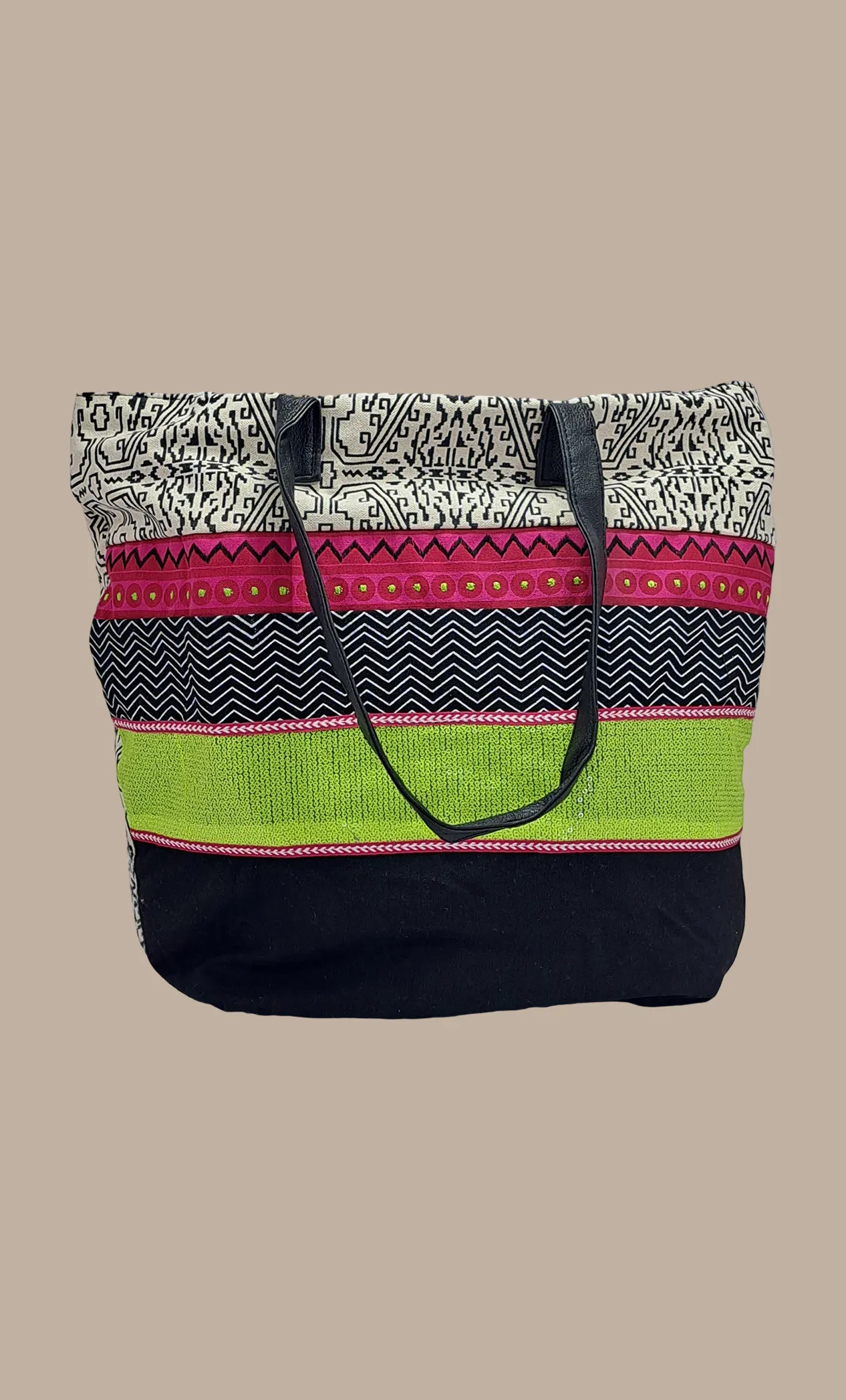 Black Embroidered Handbag