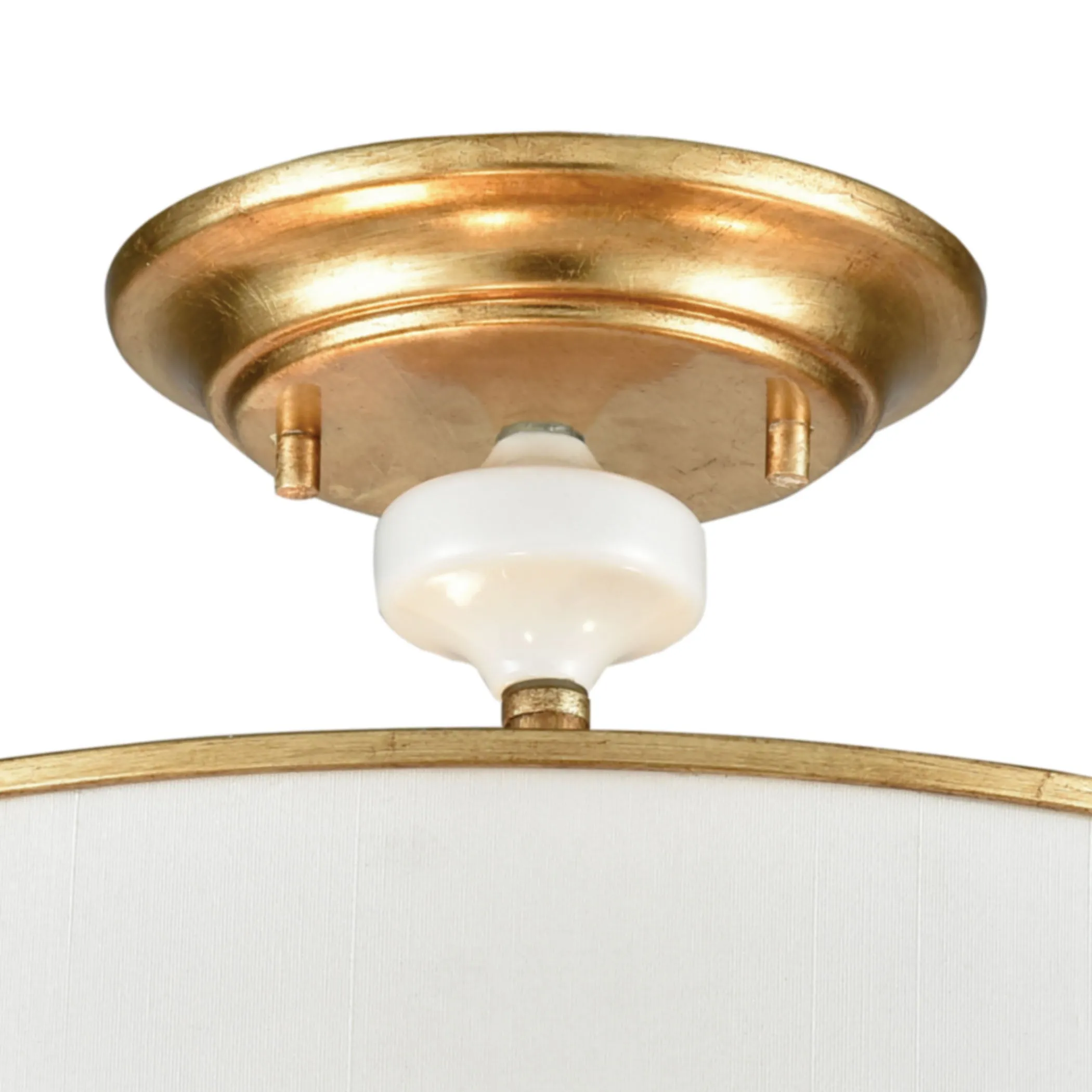 Ceramique 16" 3 Light Semi Flush Mount in Antique Gold Leaf
