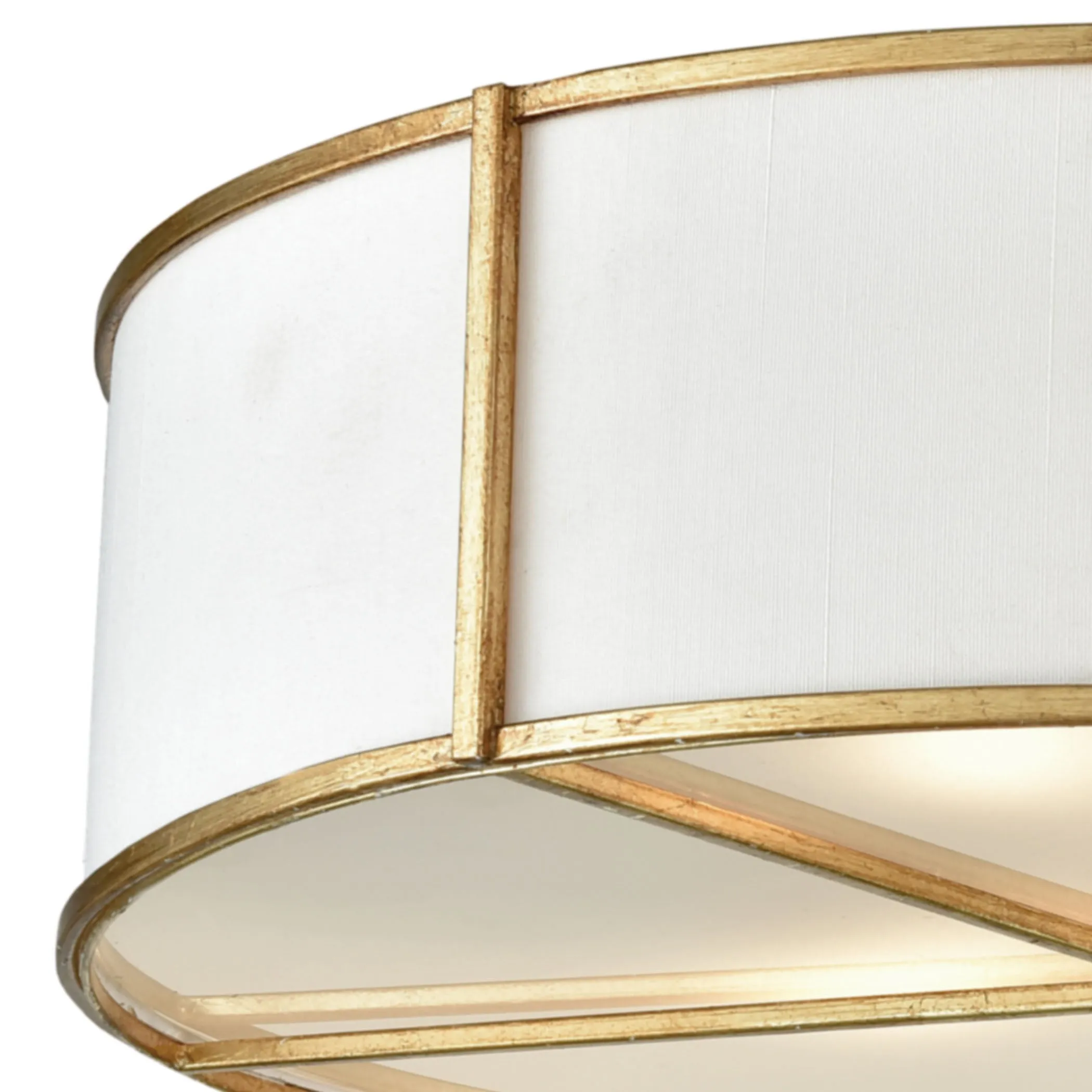 Ceramique 16" 3 Light Semi Flush Mount in Antique Gold Leaf