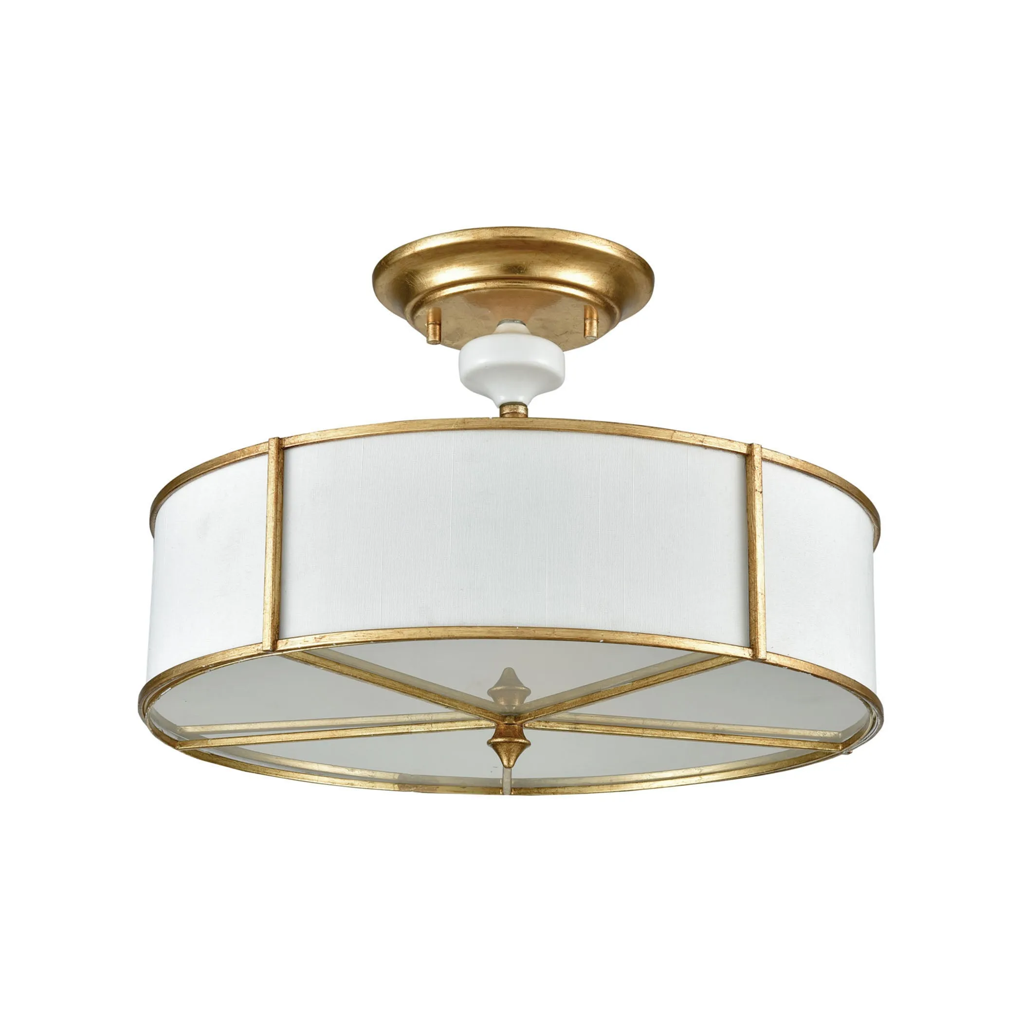 Ceramique 16" 3 Light Semi Flush Mount in Antique Gold Leaf