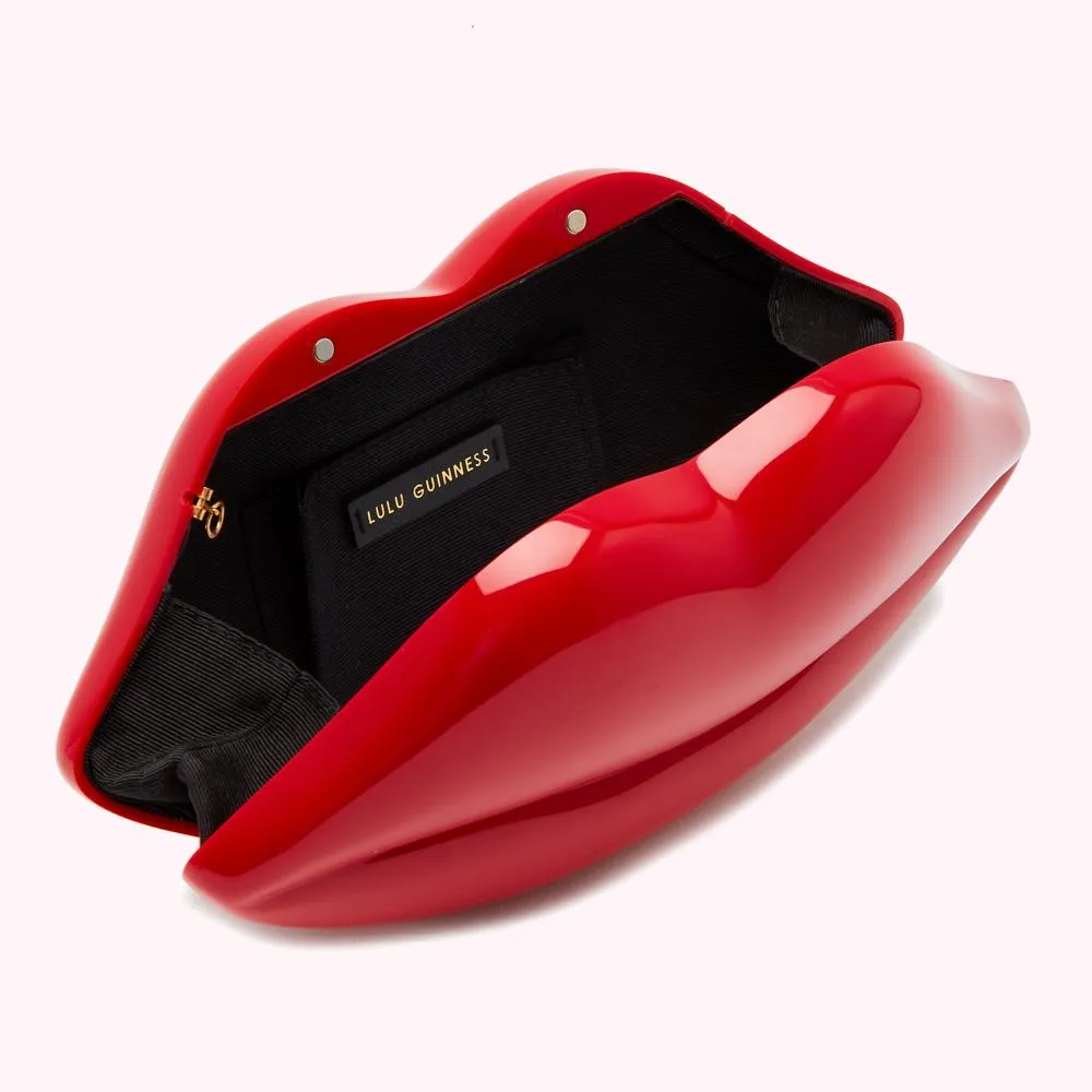 CLASSIC RED MEDIUM LIPS CLUTCH BAG