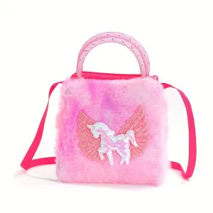 Colorful Unicorn Plush Crossbody Bag  Perfect Gift for Girls