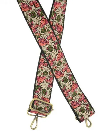 Coral/Green Embroidered Strap