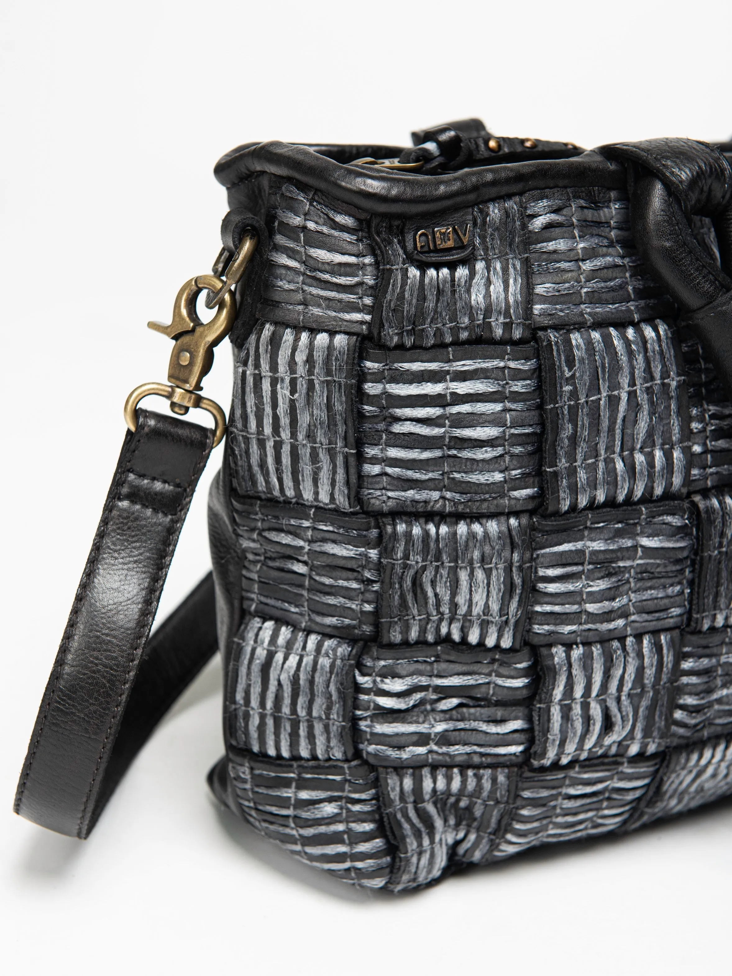 Crown Black Leather Shoulder Bag Bag by Art N Vintage