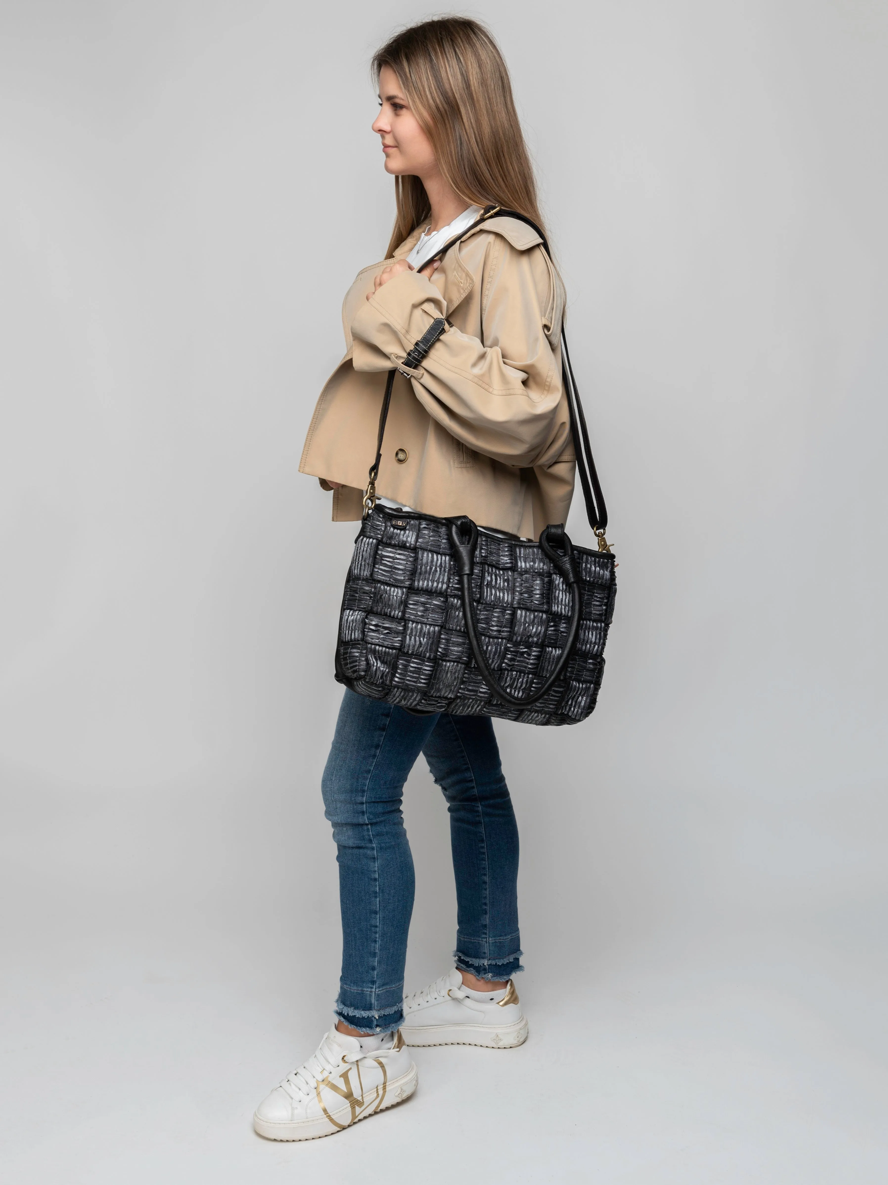 Crown Black Leather Shoulder Bag Bag by Art N Vintage