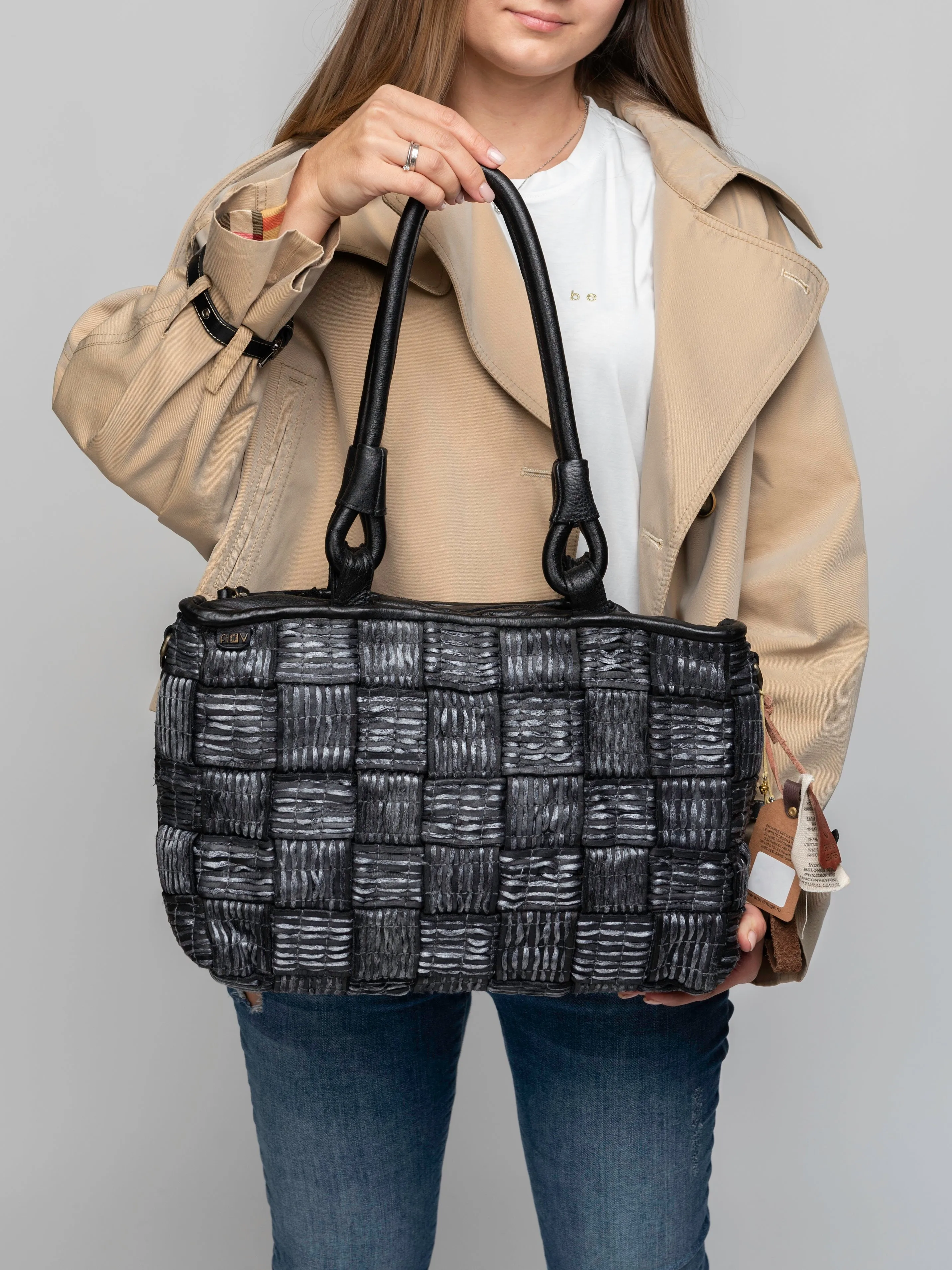 Crown Black Leather Shoulder Bag Bag by Art N Vintage