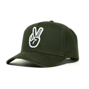 Deuce Peace Curved Snapback Hat  | Forest Green