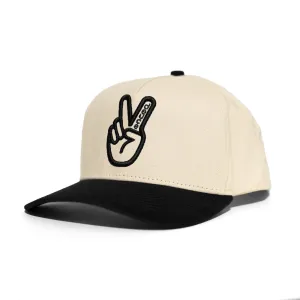 Deuce Peace Snapback Hat  | Off White/Black