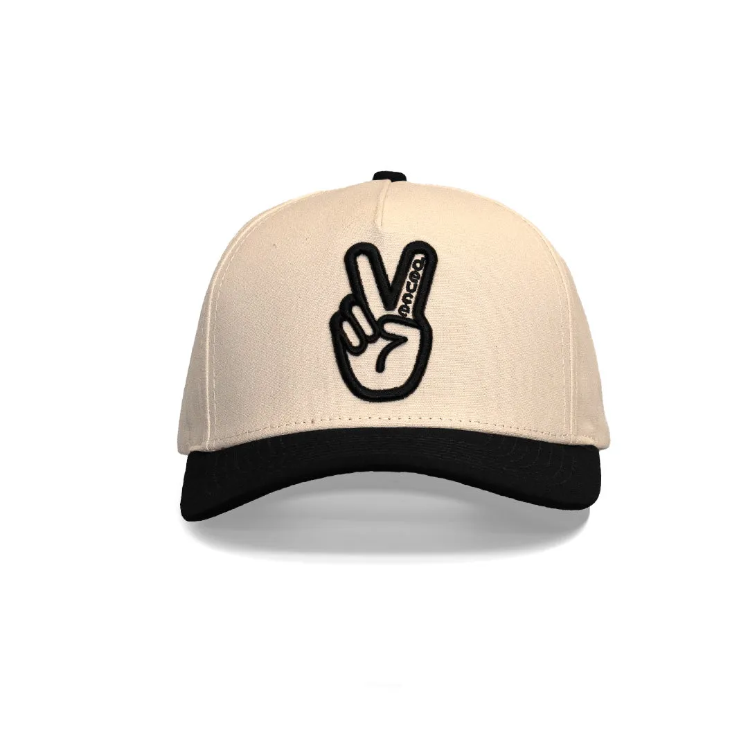 Deuce Peace Snapback Hat  | Off White/Black