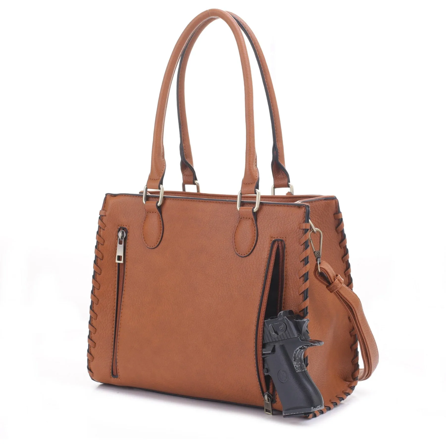 DJ60077CC Concealed Carry Whip Stitch Satchel
