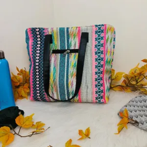 Dual Zip Fusion Tote Multicolour Kilm Patterns