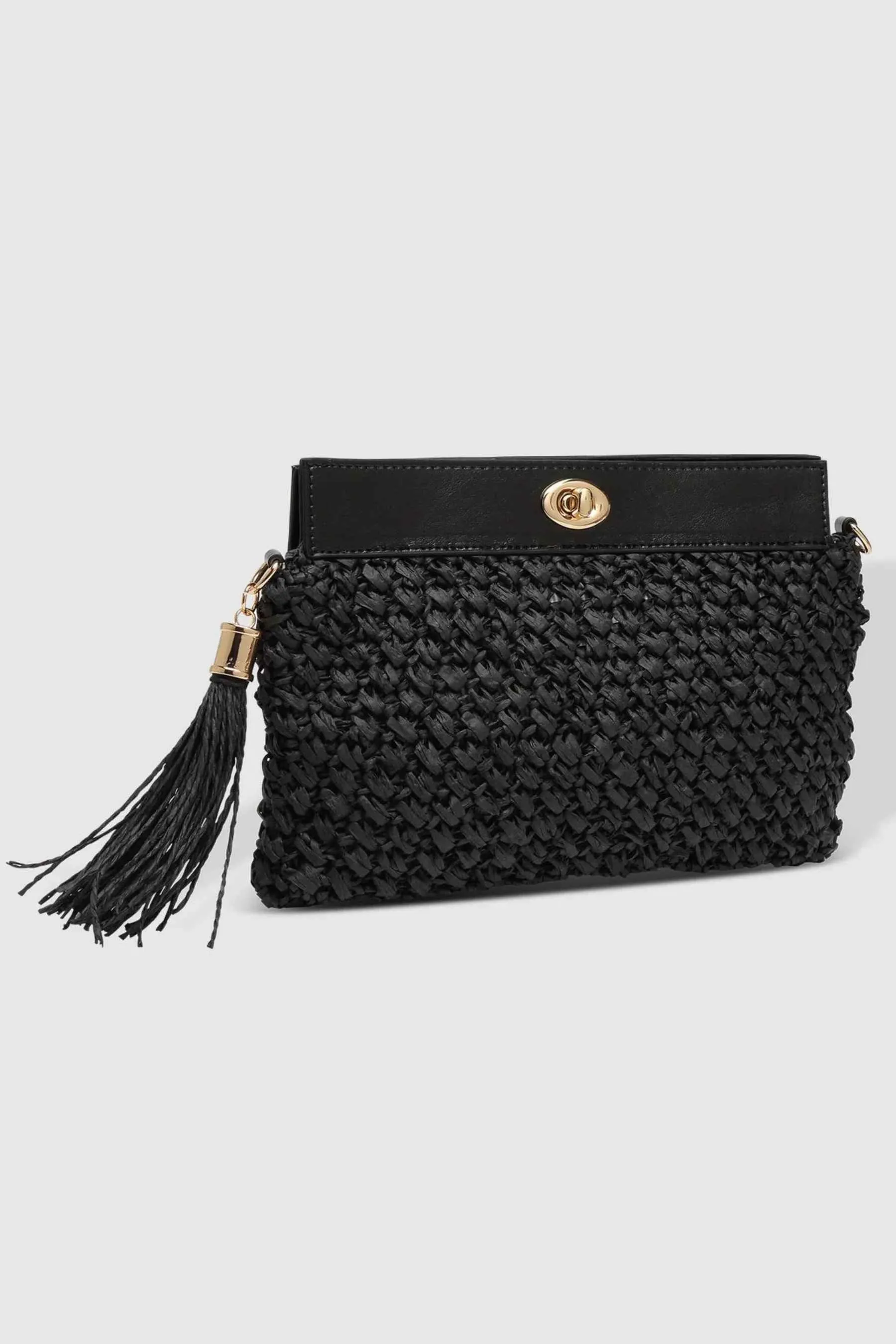 Fern Raffia Clutch | Black