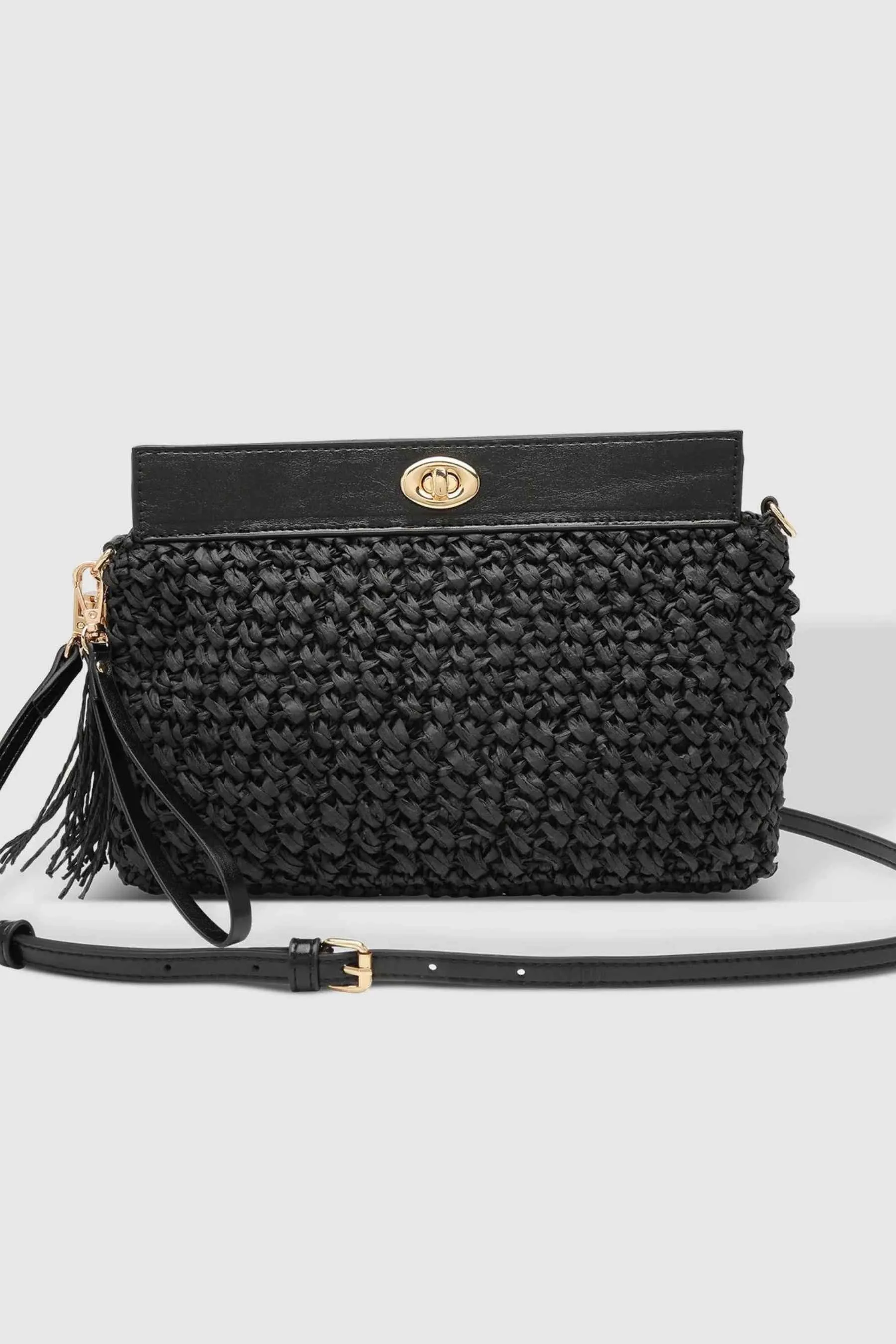 Fern Raffia Clutch | Black