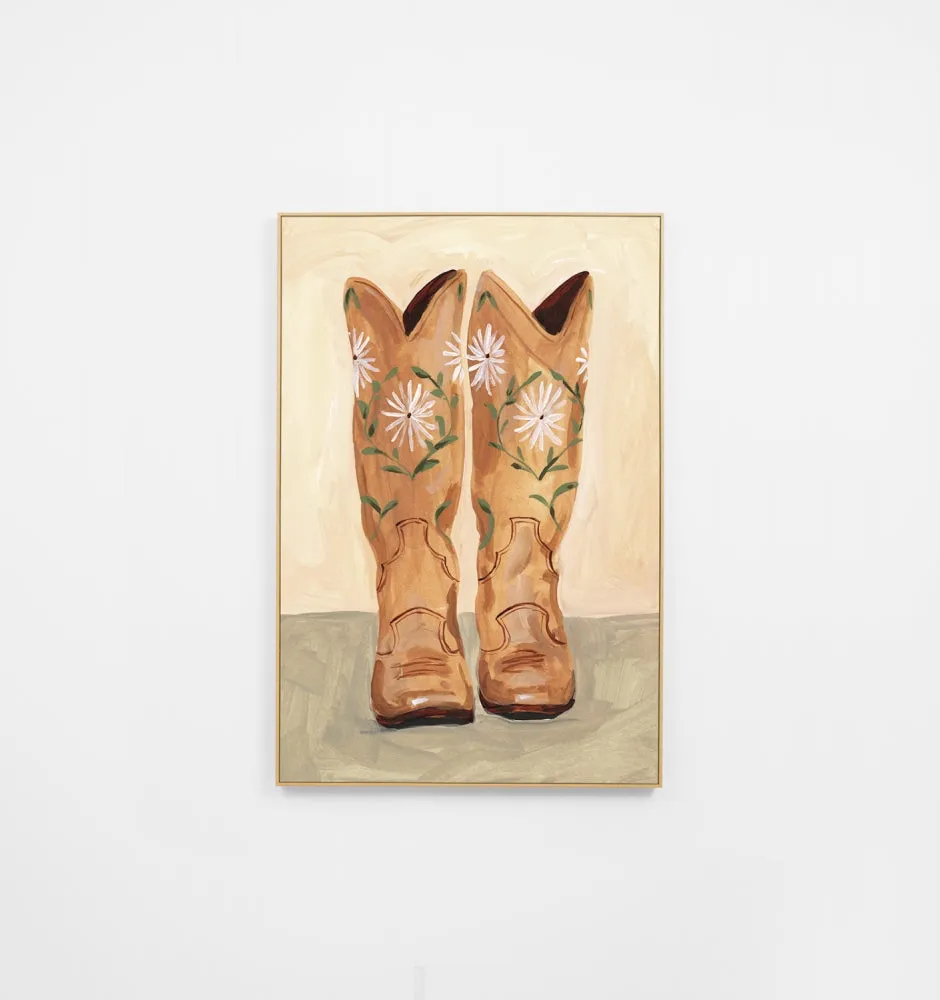 Floral Boots Sand Canvas Print