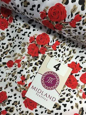 Floral poly cotton rose print dress craft fabric 44" Wide M354 Mtex