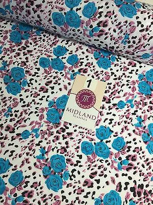 Floral poly cotton rose print dress craft fabric 44" Wide M354 Mtex