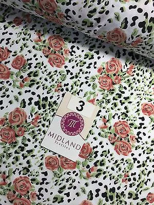 Floral poly cotton rose print dress craft fabric 44" Wide M354 Mtex
