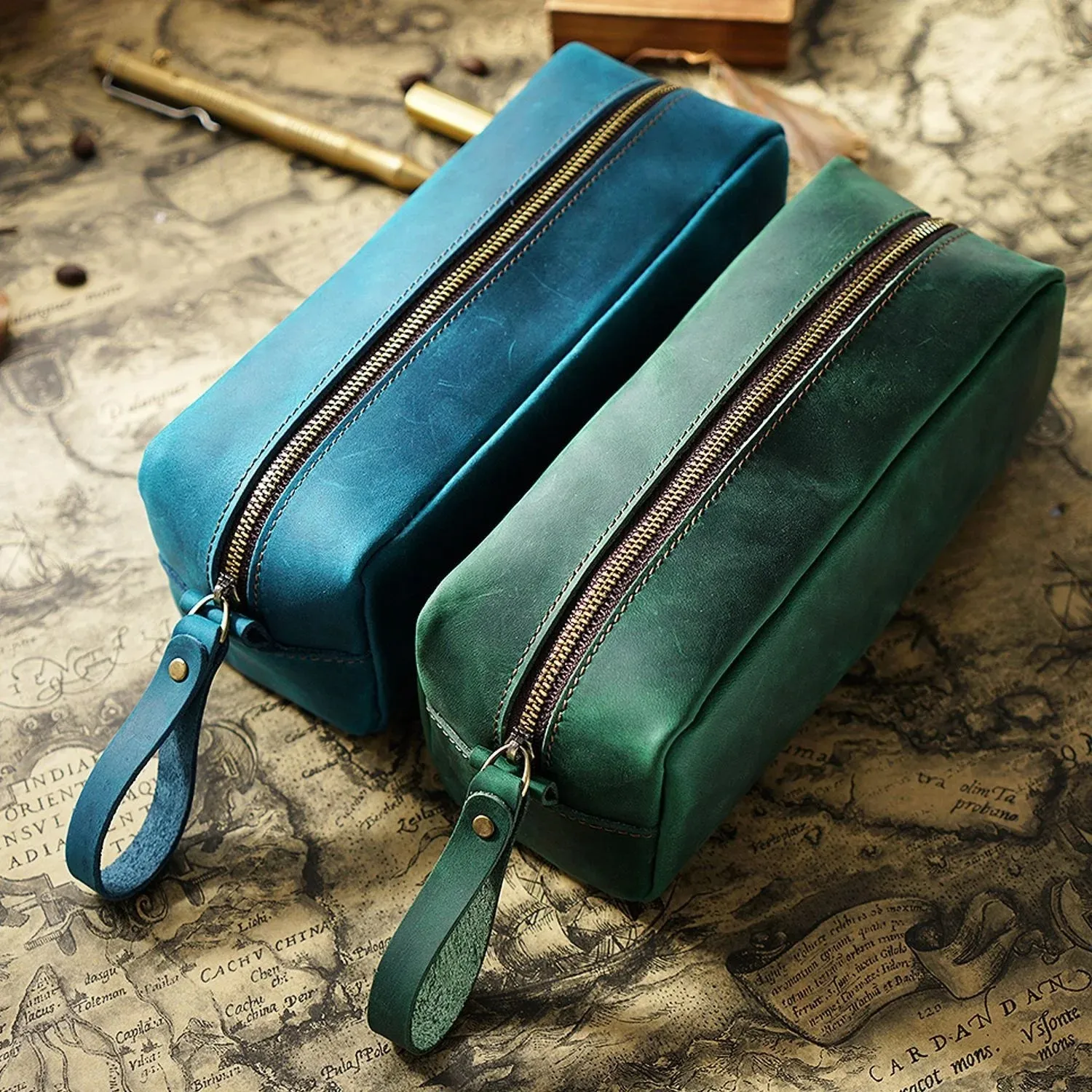 Genuine Leather Pen Pouch Stationery Storage