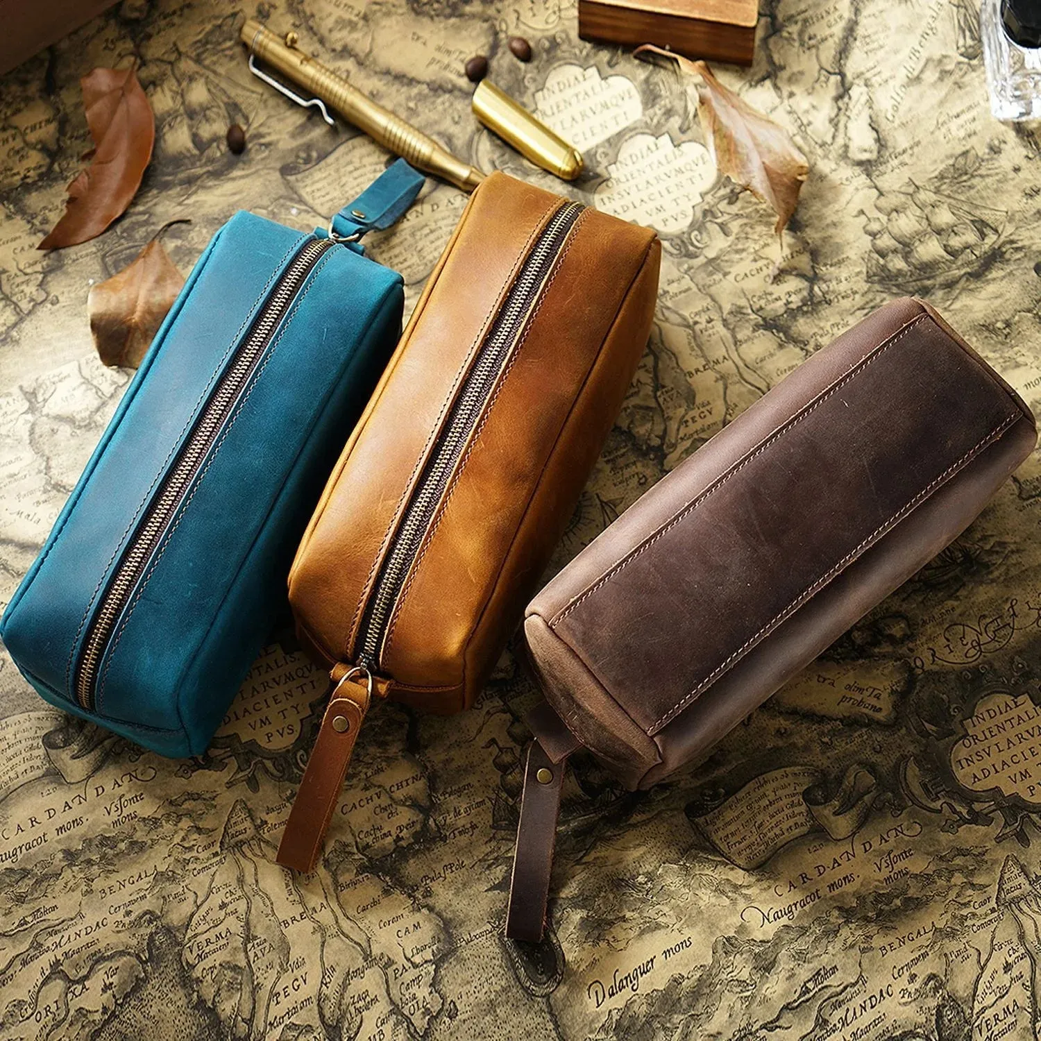 Genuine Leather Pen Pouch Stationery Storage