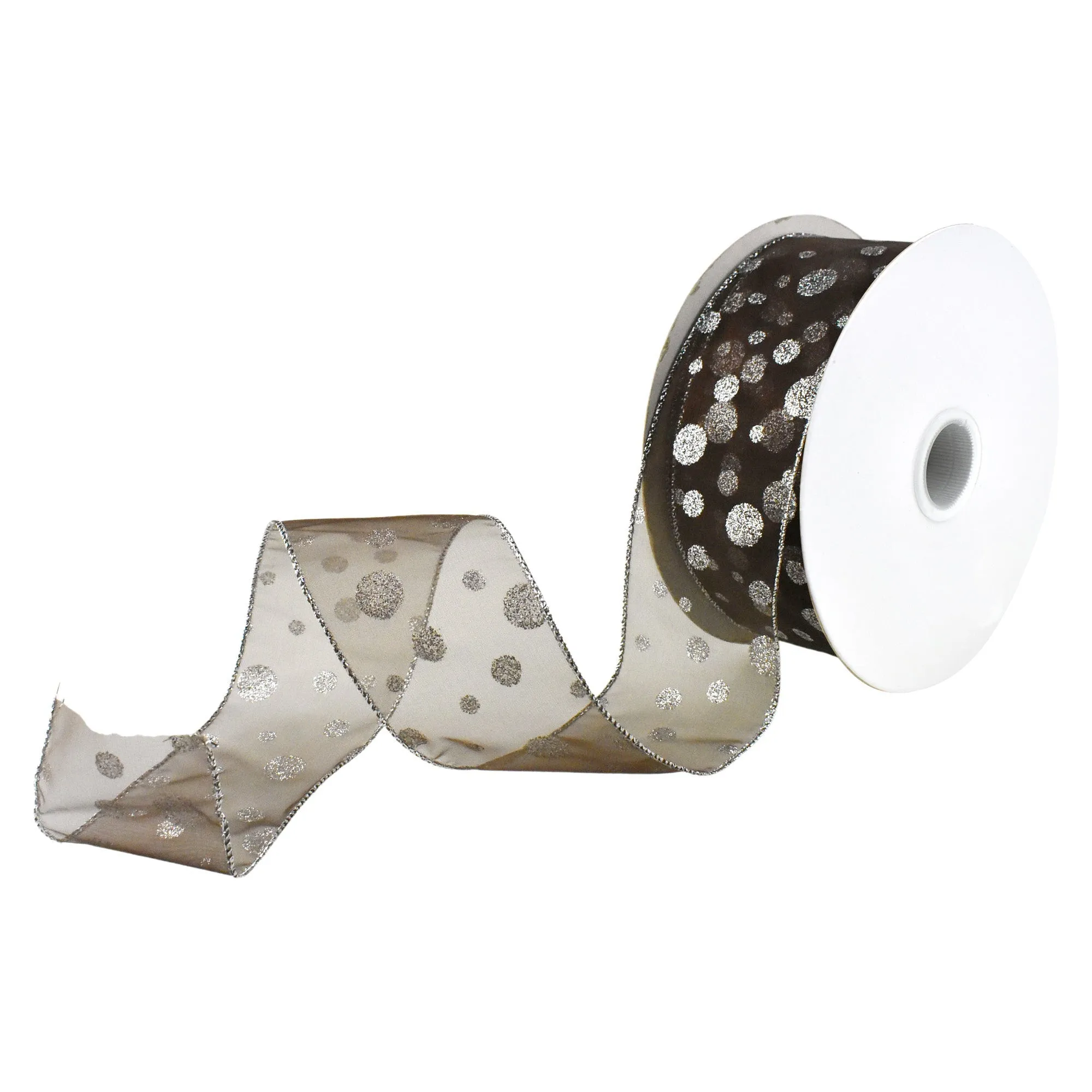 Glitter Dots Organza Wired Ribbon, 2-1/2-Inch, 50-Yard