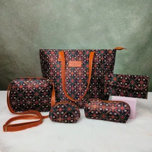 Go Special Tote Combo Set Black with Symmetric Prints