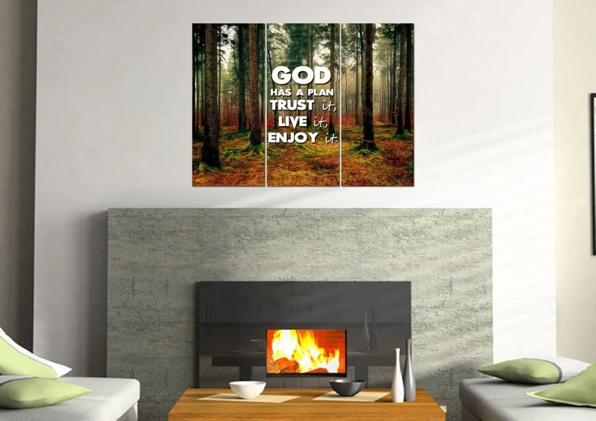 God Has A Plan - Trust It, Live It, Enjoy It Wall Art Canvas Print - Christian Canvas Wall Art