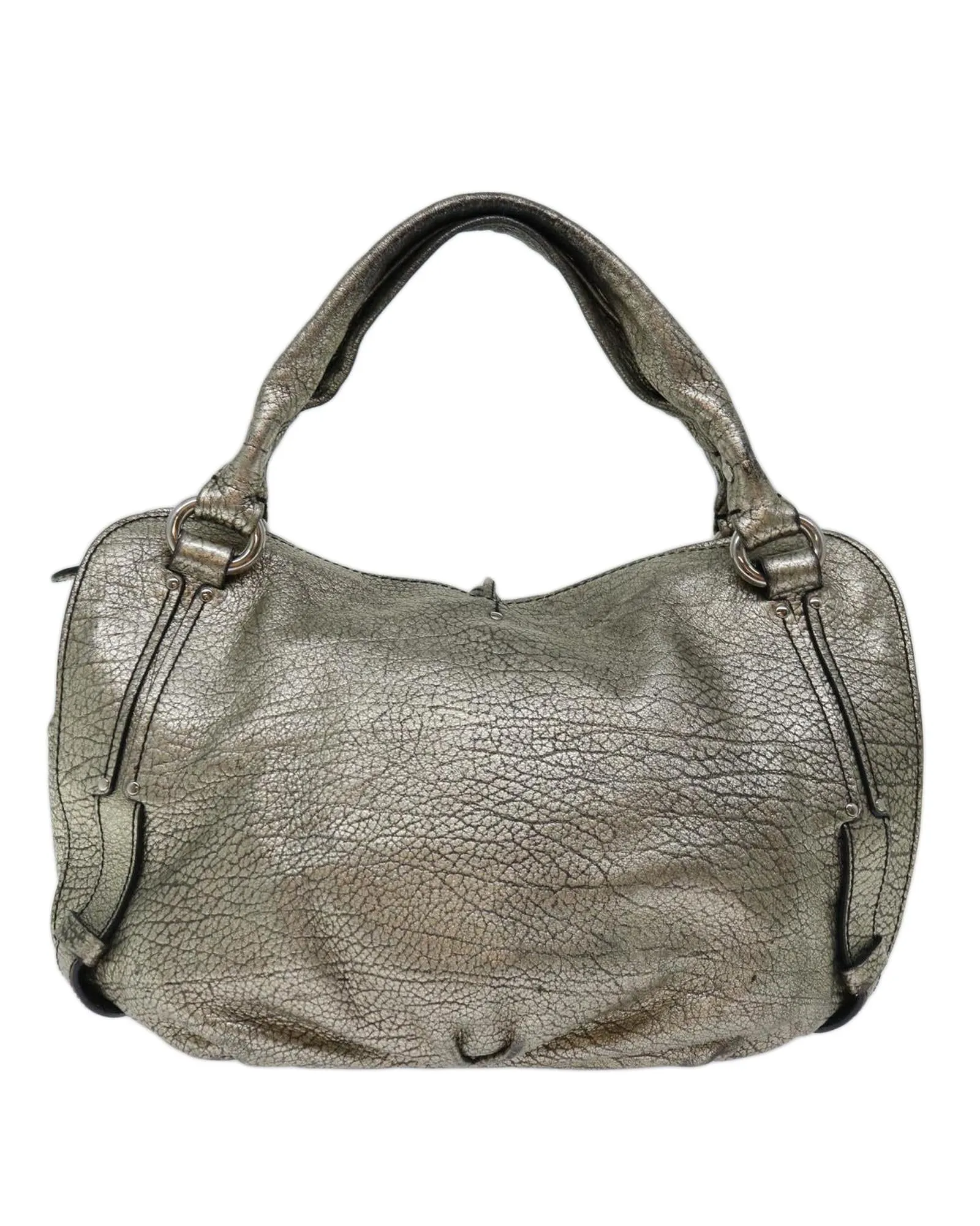 Gold Leather Hand Bag - Authentic Celine Design