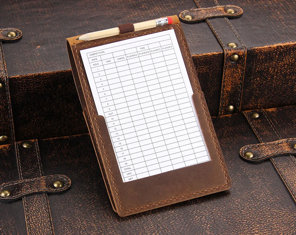 Handmade Leather Yardage Book Cover, Leather Golf Scorecard Holder
