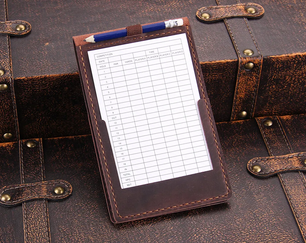 Handmade Leather Yardage Book Cover, Leather Golf Scorecard Holder
