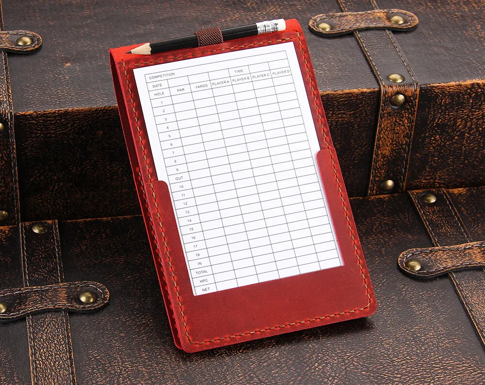 Handmade Leather Yardage Book Cover, Leather Golf Scorecard Holder