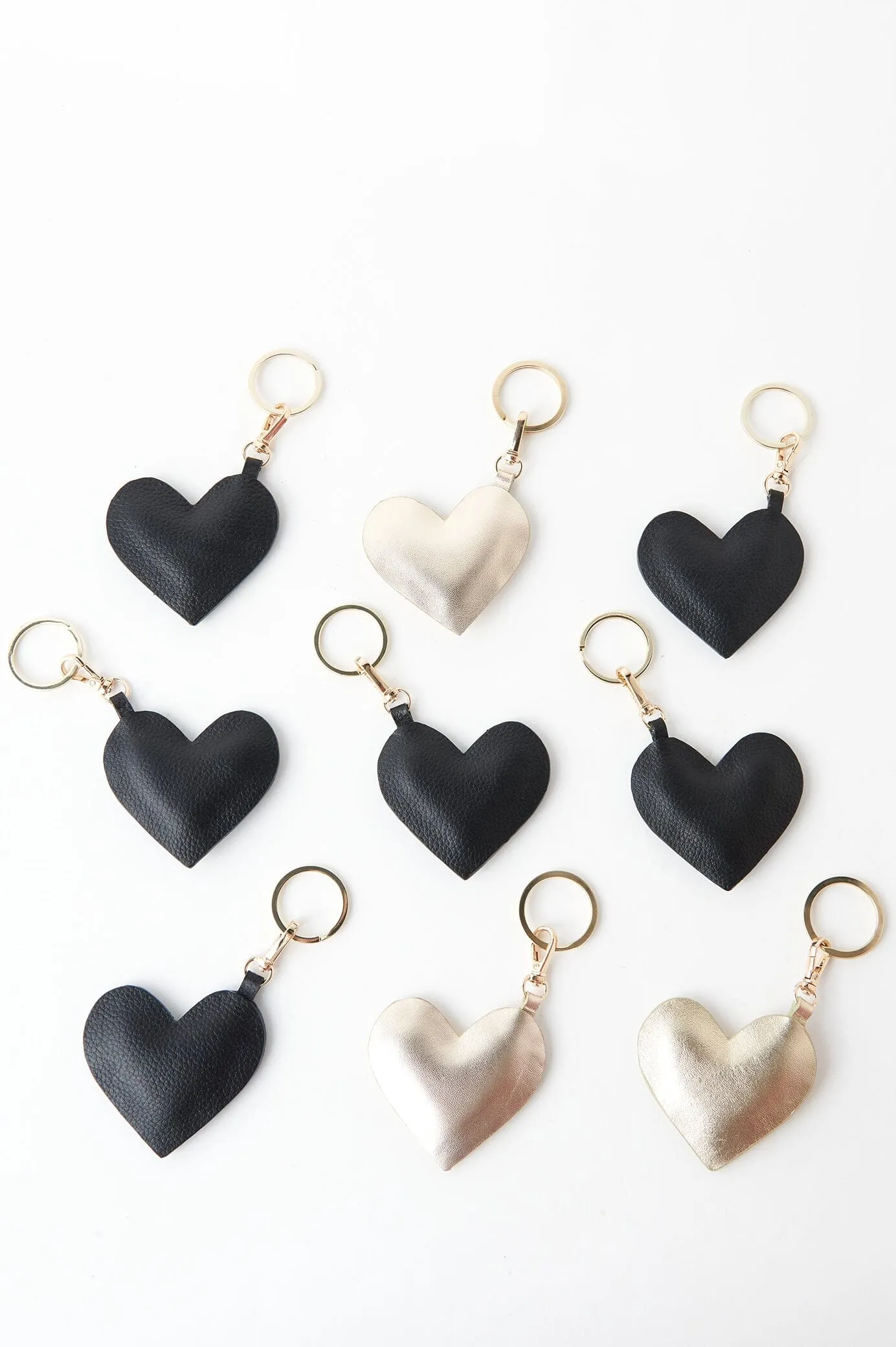 Heart Keyring Soft Leather Gold