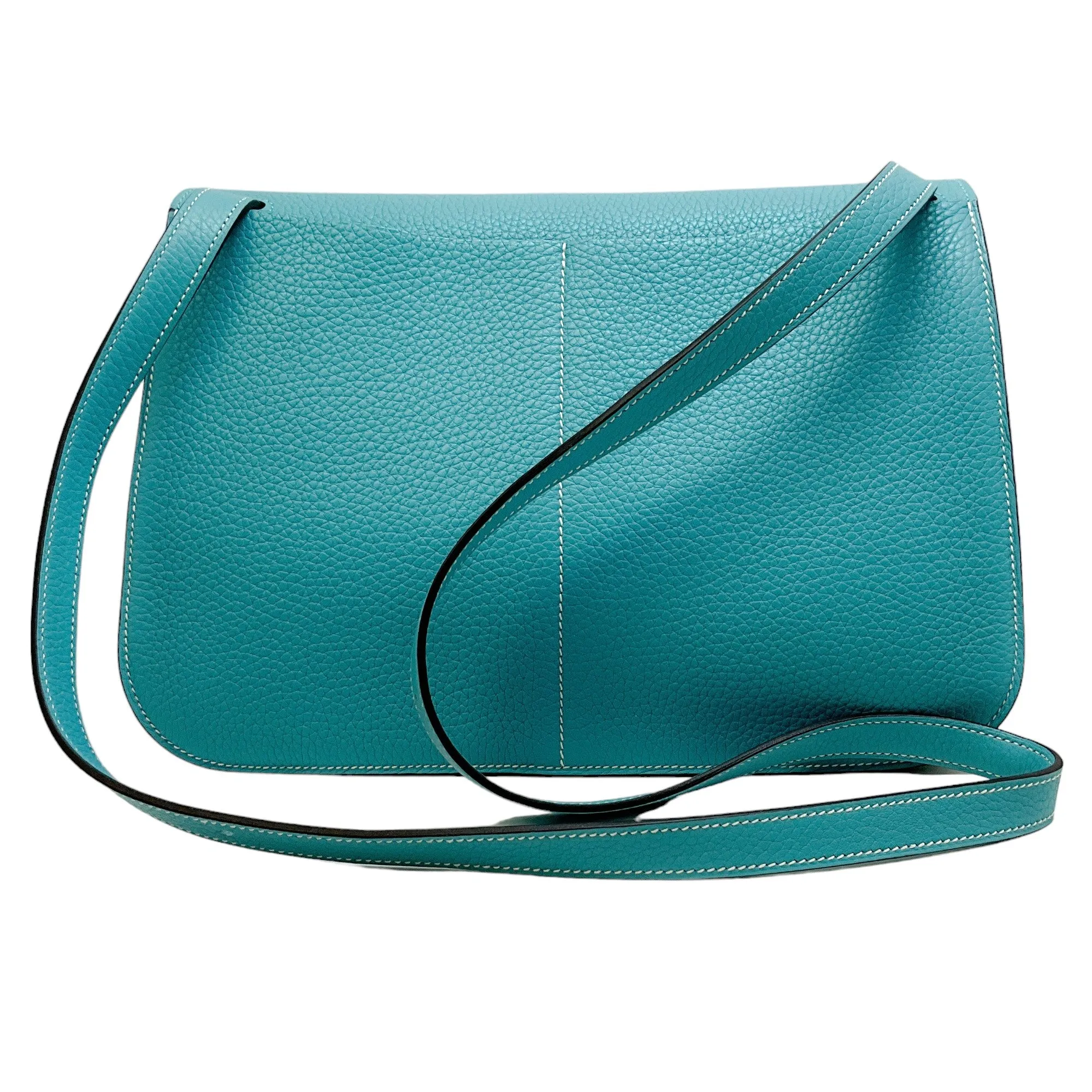 Hermes Hazlan 31 GM Handbag in Blue Clemence Leather